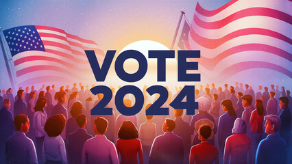 Wall Mural - 2024 United States of America Presidential Election banner. Election banner Vote 2024 with Patriotic Stars. November 5. Generative AI	