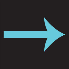 Poster - Bright blue flat moving arrow on black background. Abstract directional arrow animation