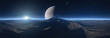 Aerial Panorama of Alien Planet Landscape. Futuristic Sci-fi Background