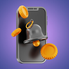 Sticker - Premium online shopping phone notification icon 3d rendering on isolated background