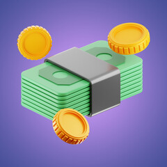 Sticker - Premium online shopping money icon 3d rendering on isolated background