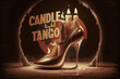 Candlelit Tango: Enigmatic High Heel Shoe Amidst Flames and Shadows.