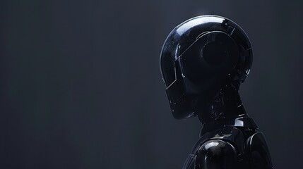 Aufkleber - A black robot head with a black body