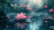 ethereal lotus flower fantasy with cinematic color grading dreamy nature background digital painting