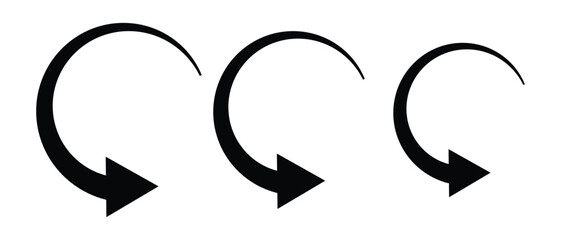Poster - Circle arrow icon. Circular arrow vector icon isolated on white background. Loading circle arrow icon. Circle arrow collection from bold to thin. Isolated collection of black round arrows. 