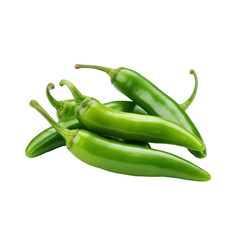 Wall Mural - Close up Pile Of Green Chili Peppers. Isolated on Background