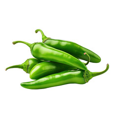 Wall Mural - Pile Of Fresh Green Chili Peppers. Isolated on Background