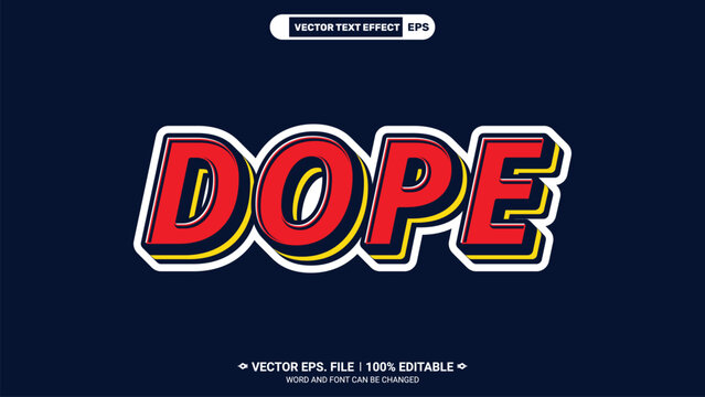 Dope comic pop logotype style editable 3d vector text effect