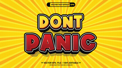 Aufkleber - Dont panic comic style 3d editable vector text effect