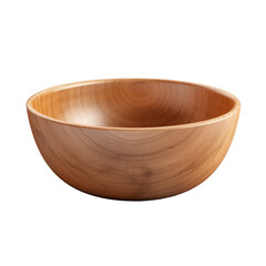 Wall Mural - Close Up Empty Round Wooden Bowl for Food. Overhead View. Isolated on Background