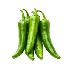 Wall Mural - Several Green Chili Peppers. Isolated on Background