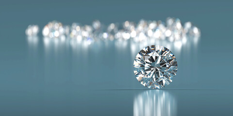 Poster - Diamonds group placed on glossy background 3d Rendering Soft Focus	
