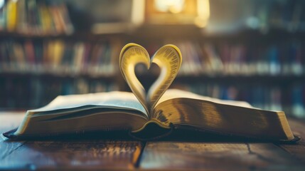 book pages folded into heart shape