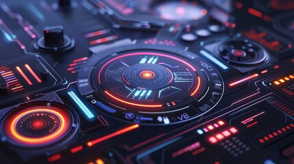 Holographic interface flat design top view tech innovation theme animation vivid