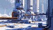 Futuristic industrial cityscape for sci-fi game or movie set design