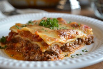 Sticker - Savory Beef lasagne food. Meat sauce. Generate Ai