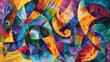 A collection of vibrant paintings featuring swirling colors and mathematical symbols, blending artistic expression with numerical concepts in a mesmerizing display