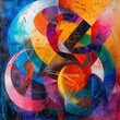 Vivid abstract art with mathematical elements