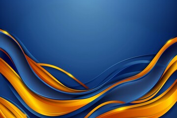 Wall Mural - Golden abstract layers on blue backdrop   creative banner design with ample copy space for text