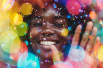 Poster - A mesmerizing display of sparkling light bokeh against a dark background suggests a festive mood