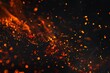 Spectacular display of vibrant orange and red sparks soaring in a dark ambiance, symbolizing energy, heat, and the raw power of fire in a captivating abstract background