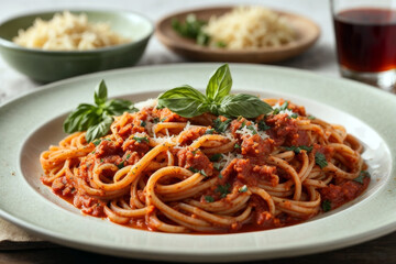 Wall Mural - Spaghetti dish with tomato sauce
