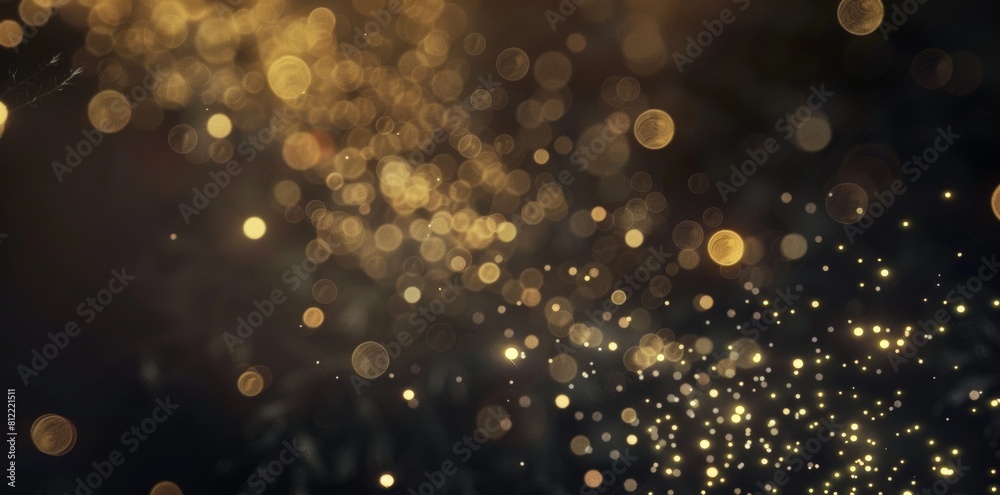 Shimmering golden bokeh lights background with abstract sparkling ...