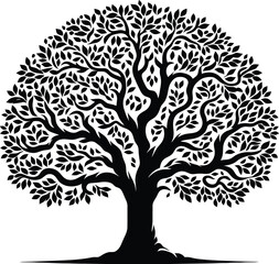 Tree icon in black color and round shape