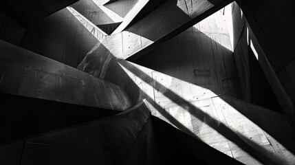 Wall Mural - Light and Shadow Abstraction: Light casts dramatic shadows on abstract shapes, creating an interplay of light and dark that adds depth and mystery to the composition