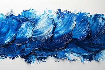 Poster - A high-resolution image captures the serene blue and white brush strokes with a textured finish