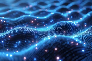 Poster - A visual representation of a blue abstract network, embodying the flow of energy or data across a digital landscape