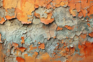 Poster - This vibrant image captures the textures and patterns of peeling paint on an old, crumbling wall
