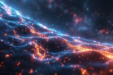 Poster - A fantastical depiction of light particles flowing in harmony creating a dreamlike space-themed backdrop