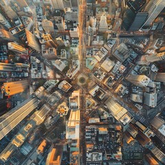 aerial view of the city top of view