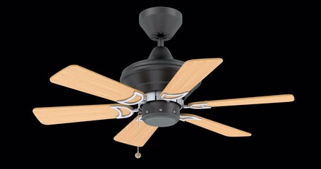 Poster - ceiling fan, rotation animation. 3d rendering isolated on transparent background