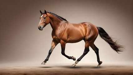 Wall Mural - A brown horse trotting in isolation on a transparent cutout background