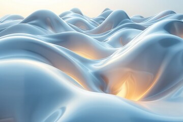 Poster - this abstract image displays a serene wave pattern with a silky texture in a cool blue tone, invokin