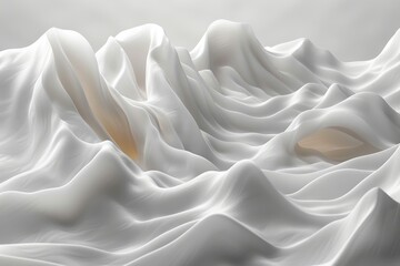 Poster - A highly detailed image showcasing the texture of flowing white fabric with a play of light and shadow creating depth