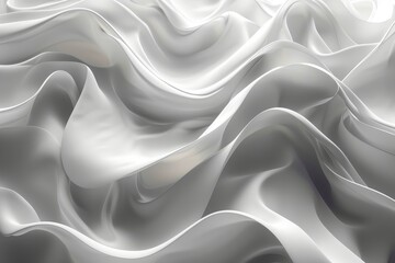 Poster - Conceptual image capturing the flowing nature of a wavy white silk, making it almost appear as soft snowdrifts