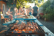 BBQ food party summer grilling meat in the afternoon of weekend happy party