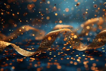 Poster - An image displaying a luxurious golden wave of particles floating above a dark background