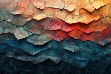Poster - The image displays a visually striking abstract pattern with layers of vibrant colors resembling geological formations or artistic expression