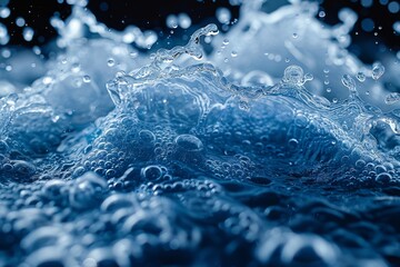 Poster - an artfully captured moment of water splashing with air bubbles, showing the intricate dance of flui