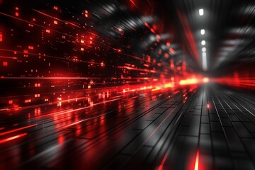 Poster - Abstract digital artwork depicting high-speed movement with red and black lines and streaks
