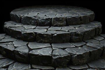 Sticker - Luxurious Black cobble stone. Cobblestone block. Generate Ai