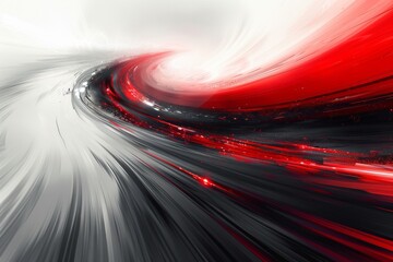 Poster - This swirl of red and white abstract illustration conveys motion and energy in a digital art context
