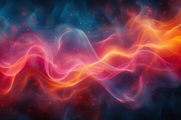 Poster - Abstract artwork displaying waves of red and blue tones with a fluid and graceful energy-like appearance