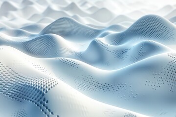 Poster - Close-up of a blue abstract landscape with a wavy texture and a 3D digital effect, creating a sense of flow and dynamics