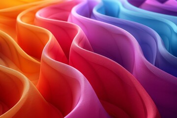 Poster - A visually striking digital artwork featuring vibrant silk fabric with a smooth, wavy design