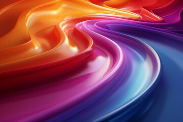 Poster - Digital rendering of smooth and elegant silk fabric undulating in a seamless flow of rainbow colors